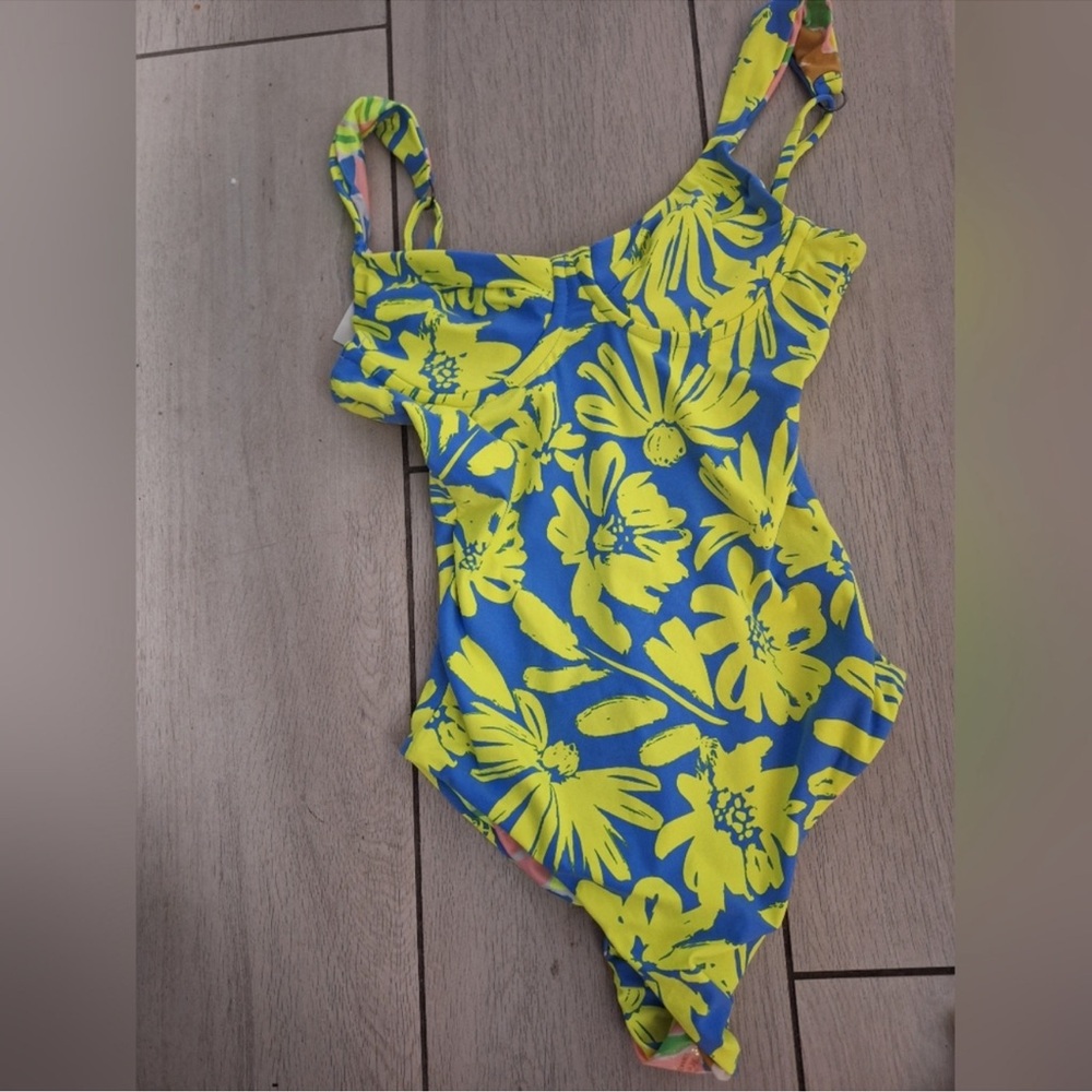 Maaji Blue and Yellow Floral reversable Swimsuit